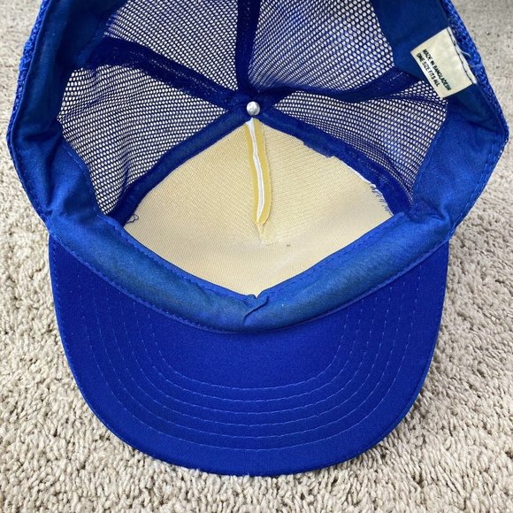 Vtg Midway Motors Snapback Hat Mesh Foam Trucker Blue White Corvette Logo Cap - Picture 7 of 10